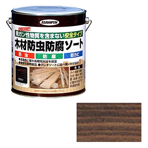 アサヒペン 塗料 ペンキ 木材防虫防腐ソート 2.5L ブラウン 油性 木部用 防カビ 防虫 防腐 防蟻 日本製